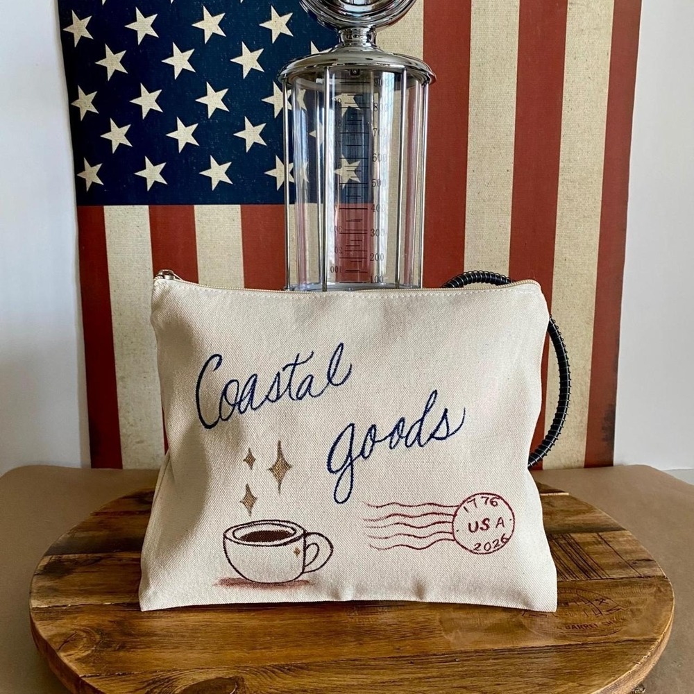 Coastal Goods Leisure Pouch Hand Painted Coastal Americana Canvas Travel Pouch